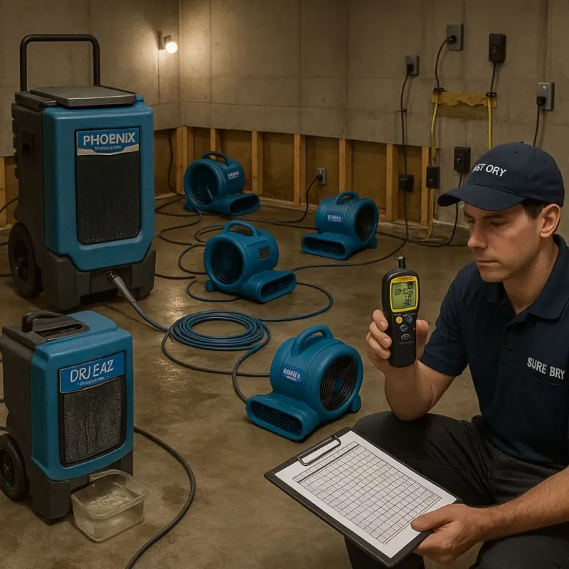 Structural Drying and Dehumidification process in Croydon, PA